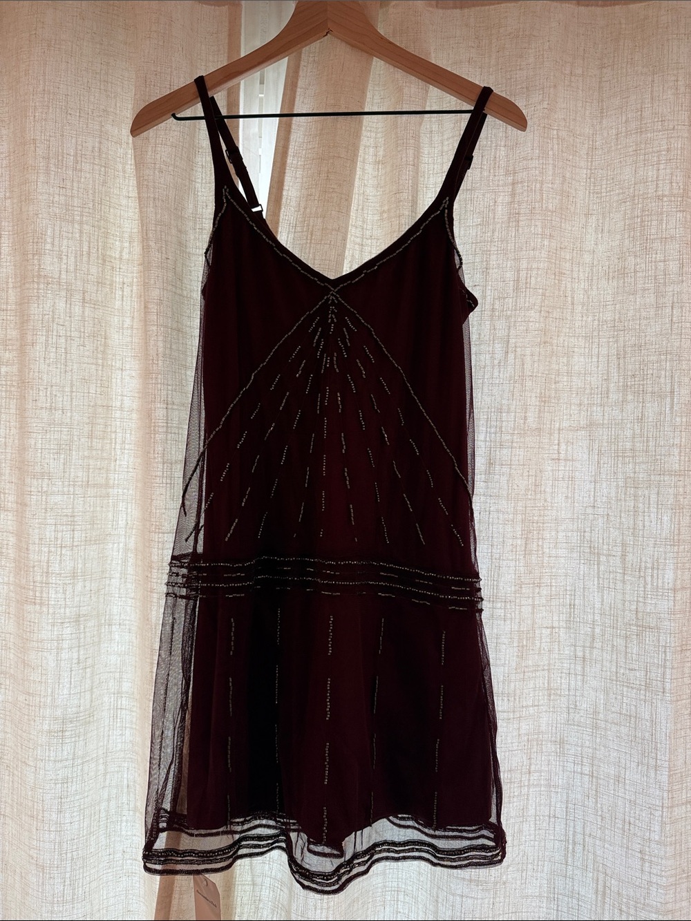 NWOT Abercrombie & Fitch Wine/Burgundy Beaded Slip Dress